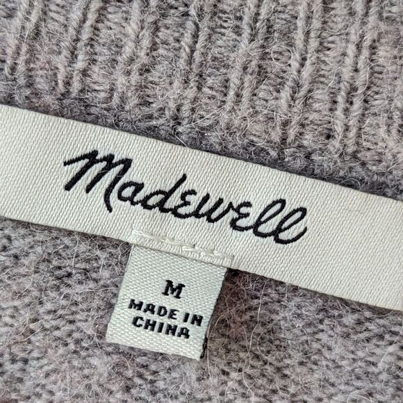 Madewell 90s Wool Blend Split Curved‎ Hem Crewneck Westlake Pullover Sweater M - Picture 7 of 9